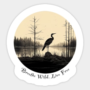 Wild and Free: Nature-inspired 'Breathe Wild, Live Free' T-Shirt Sticker